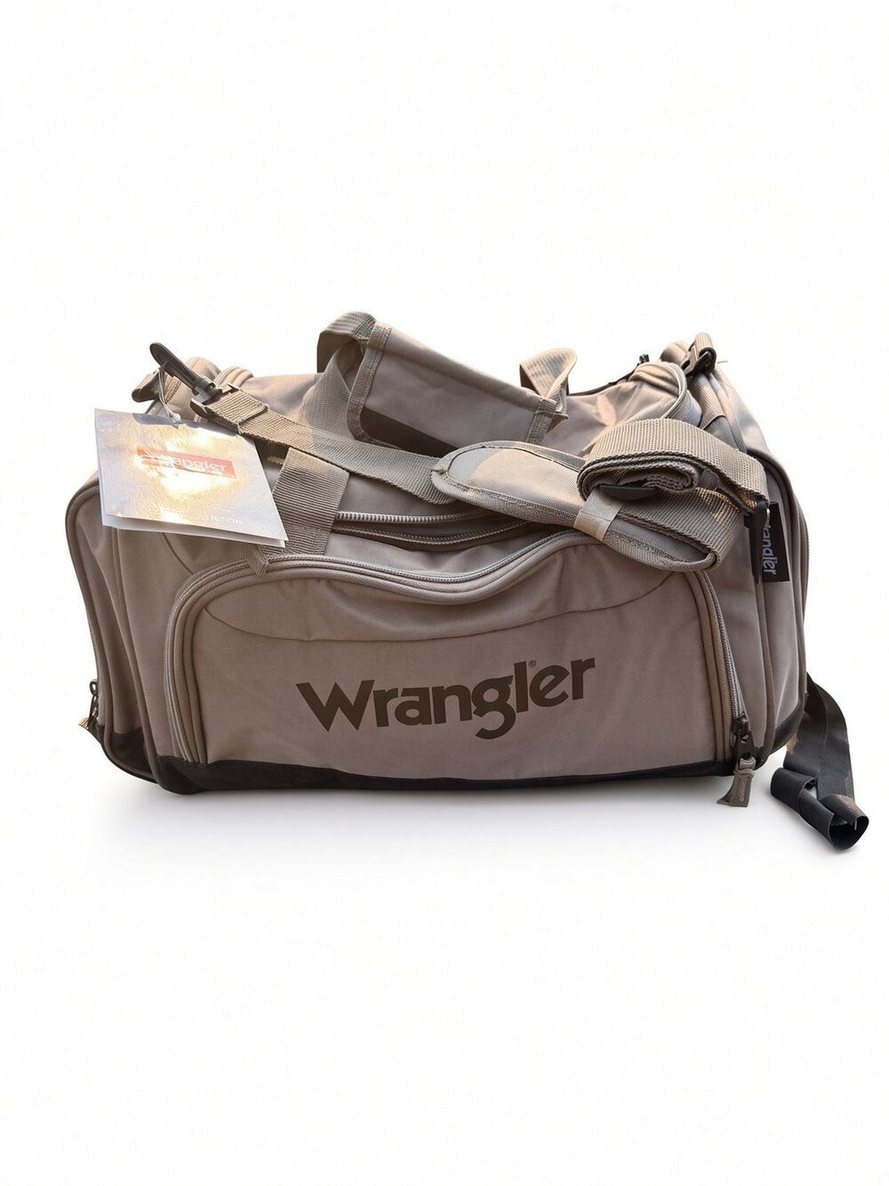 NWT Wrangler 20" Travel and Sport Duffel Ryder Carry On bag Beige Black Trim
